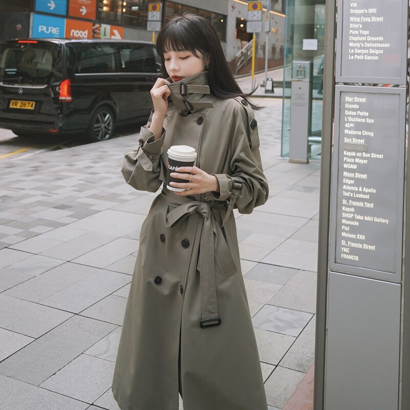 Olooey lente herfst dames engeland bovenkleding dames herfst koreaanse stijl losse britse temperament populaire kleine jas: Grijsgroen / Xl