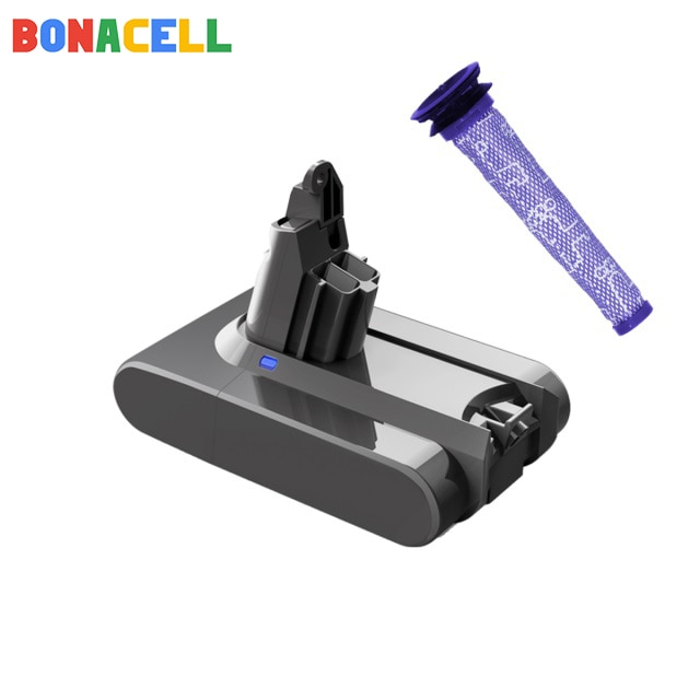 21.6v 6000 mah udskiftningsbatteri til dyson li-ion støvsuger  sv09 sv07 sv03 dc58 dc61 dc62 dc74 v6 965874-02 dyrebatteri: 1 batteri filter