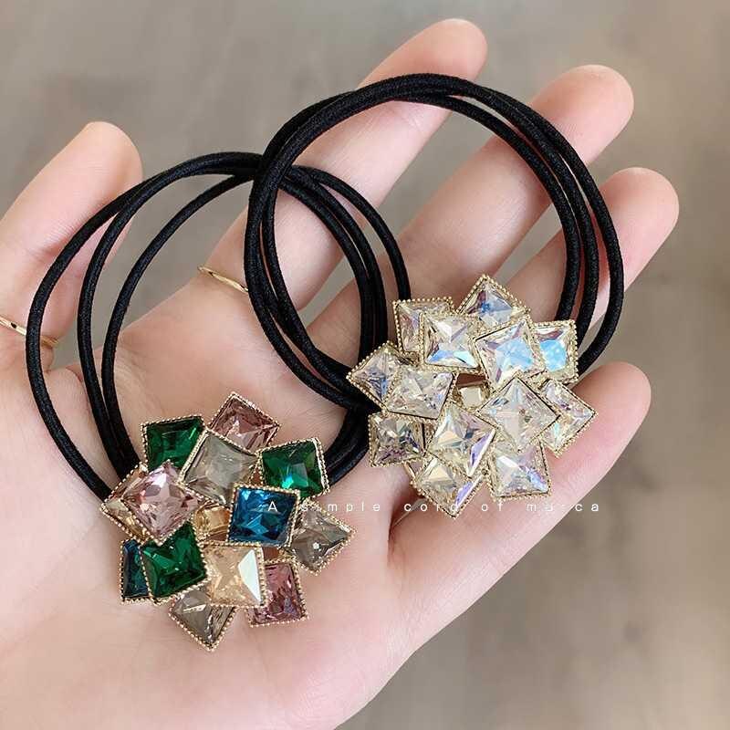 Cinta elástica coreana para el pelo, banda para la cabeza con diamantes de imitación de cristal, coletero de de lujo a la , Accesorios para el pelo