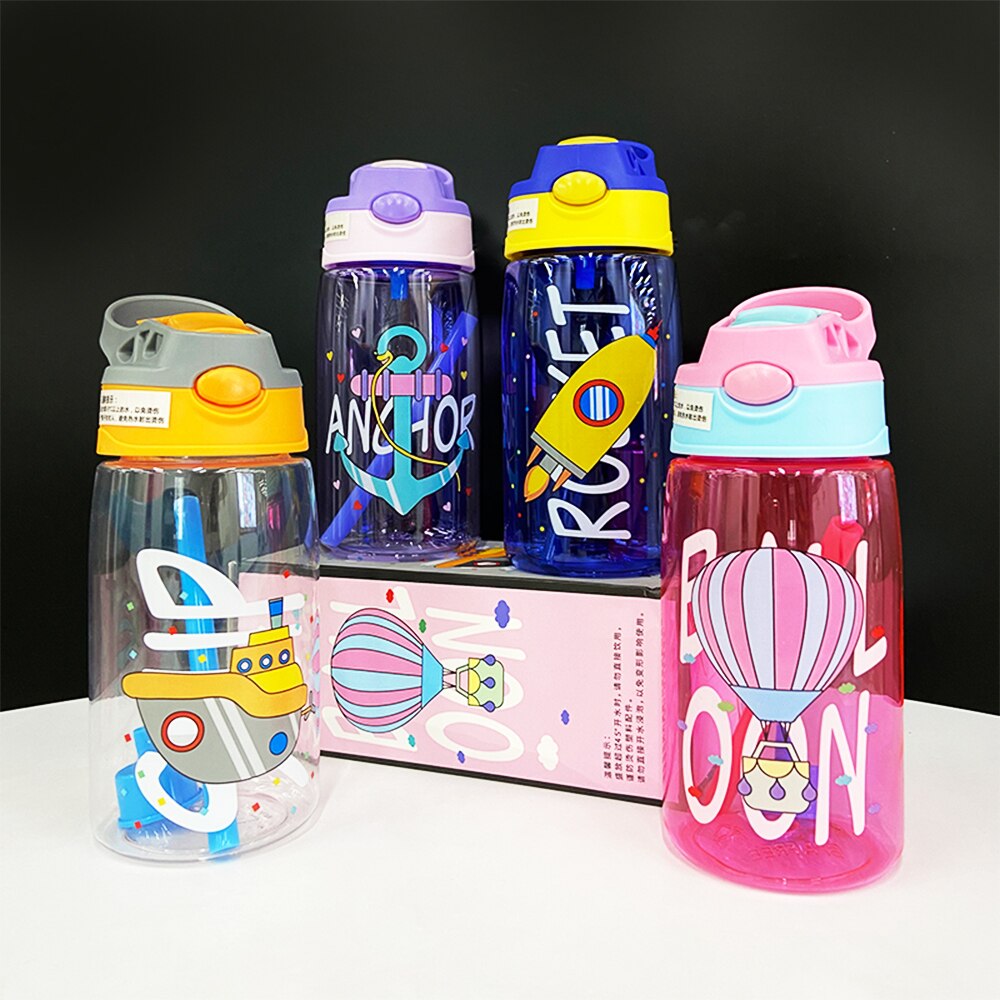 480ml waterbekers voor kinderen, cartoon babyvoedingsbekers met rietjes, lekvrije waterflessen, draagbare kinderbekers voor buiten.