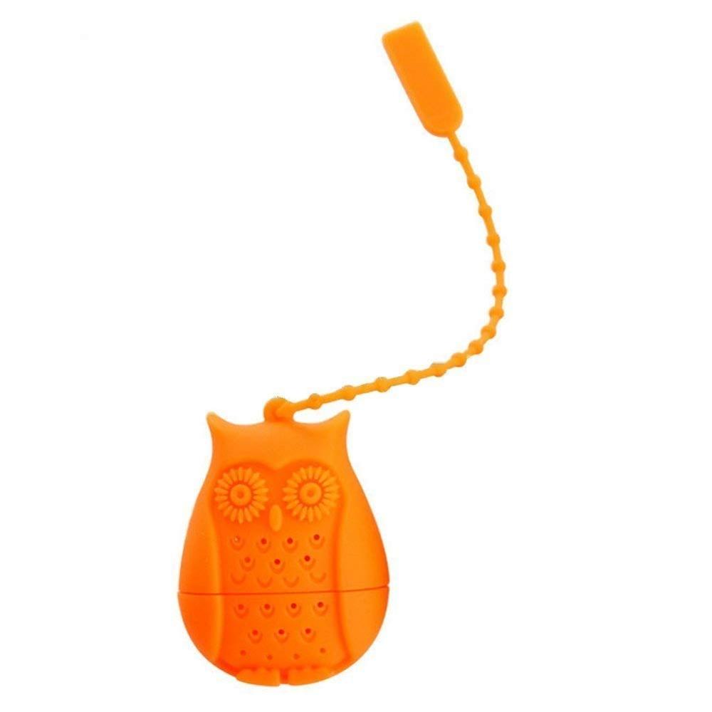 Genanvendelig te infuser si tegneserie ugle silikone løse teposer miljøvenlig te infuser filter hjemmekøkken kontor testel: Orange