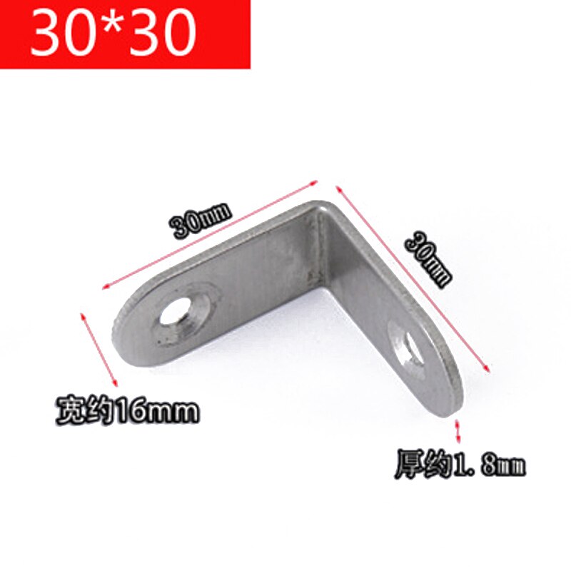 10Ppcs/Set Rvs Hoek Hoek Beugels Fasteners Protector Maat Hoek Stand Ondersteunende Meubels Hardware Tool: 30mm