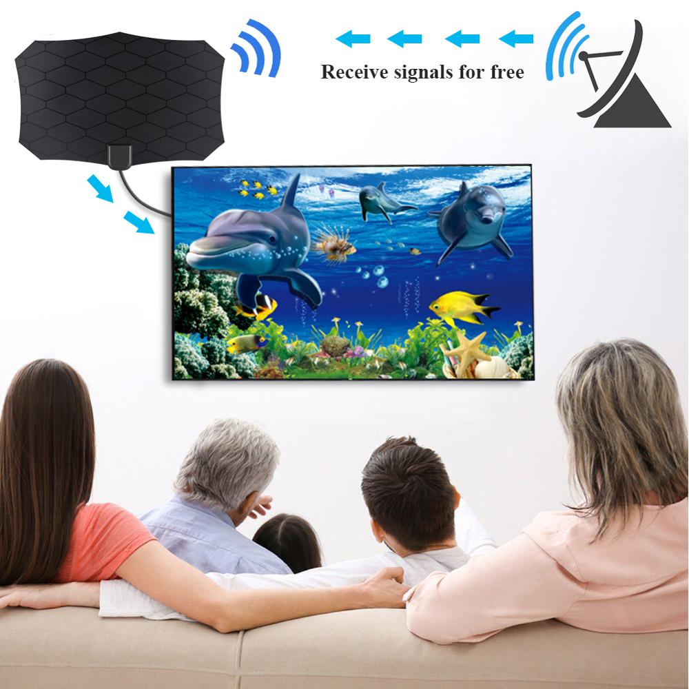 Flat Indoor TV Aerial HD Signal Amplifier HDTV Digital TV Antenna HDTV 50 Miles Range VHF UHF TV Antenna For Digital TV