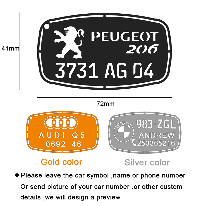 Personalisierter Namens-Schlüsselanhänger für Auto-Logo-Platte, Telefonnummer, personalisiertes , Anti-Verlust-Schlüsselanhänger, Ring