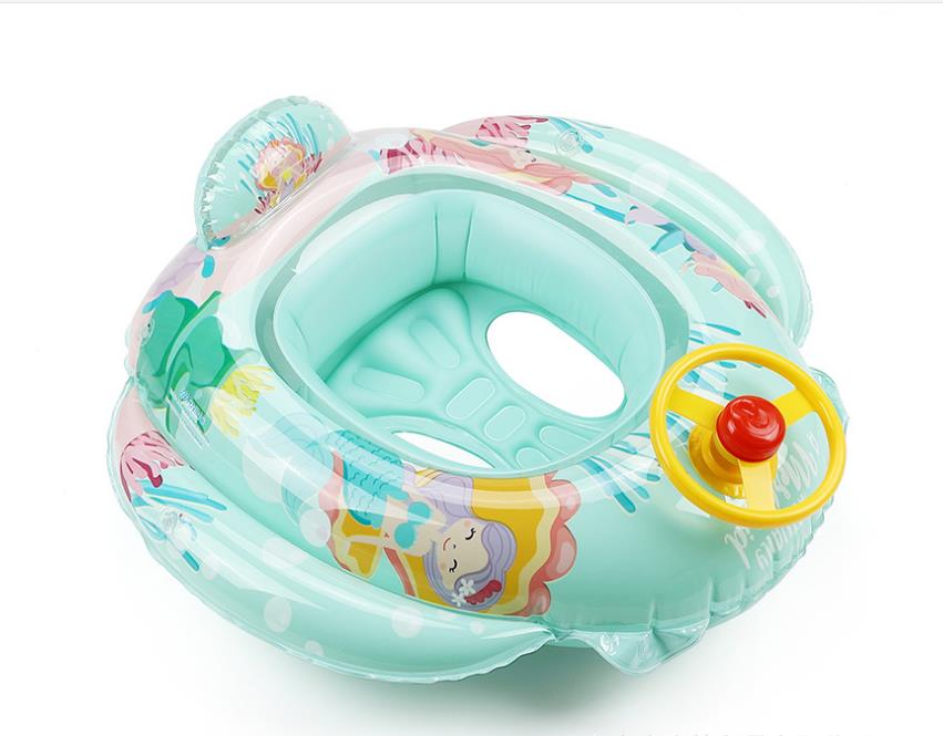 Summer Baby Swimming Ring Cartoon Cute with Steering Wheel Thick Cute Round Shape Watering Float Seat Ring: D