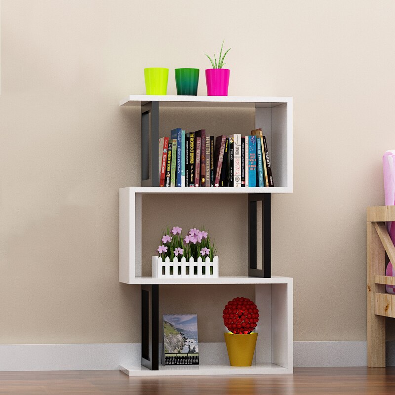 Simple Modern Style Combination Bookcase Multi-Layer Desktop Floor-To-Ceiling Shelf And Exquisite Small Bookshelf: Ivory