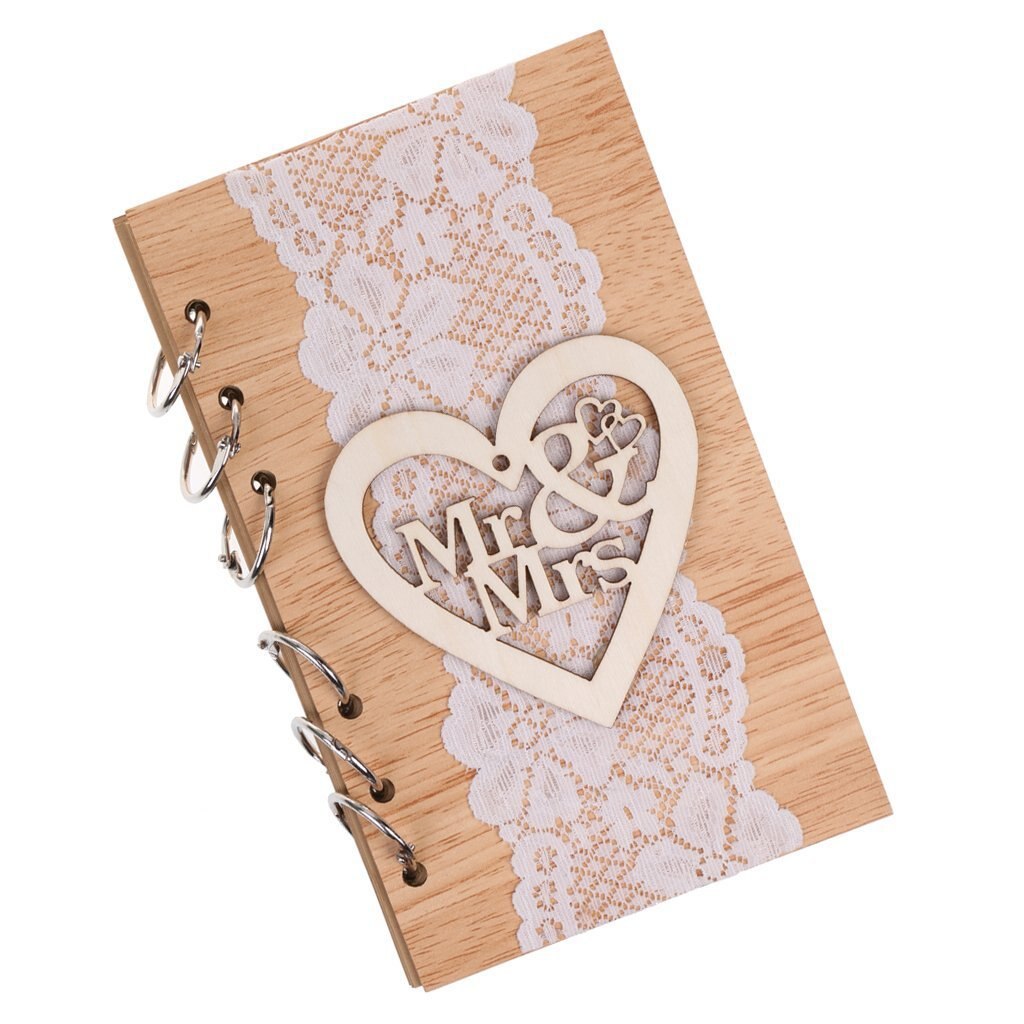 Bloc de notas de madera para boda, libro de visitas de amor hueco, álbum de boda, cuaderno: Style 1
