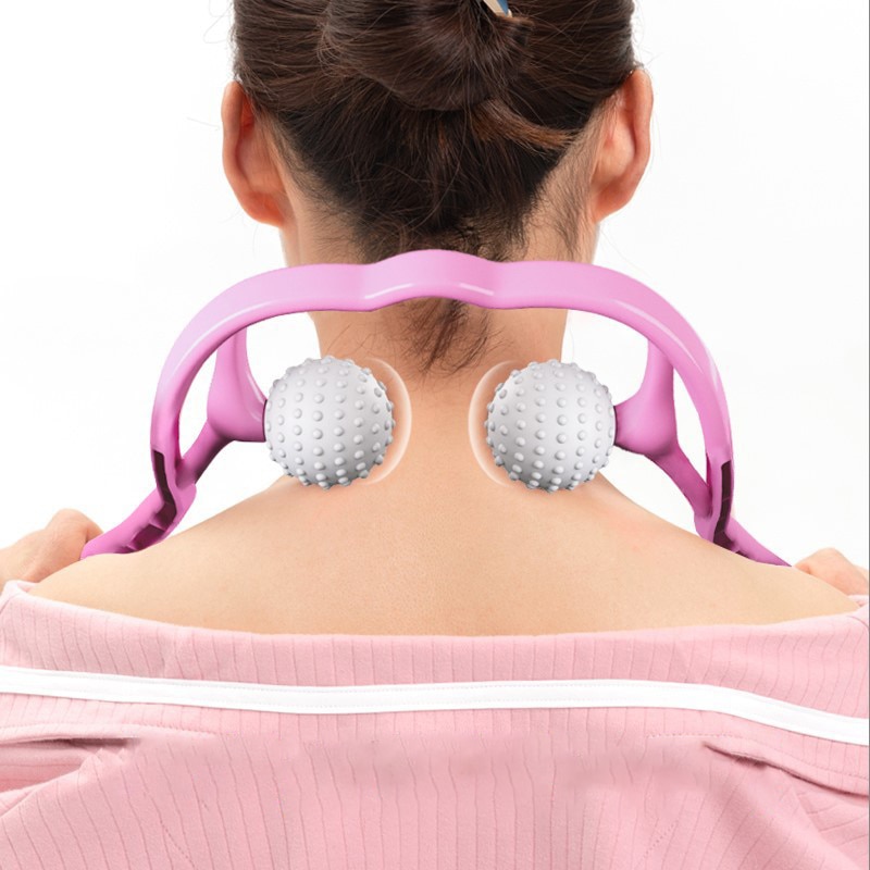 Kneading Neck Massager Therapy Manual Clip Neck and Shoulder Dual Trigger Point Roller Tool Relieve Hand Pressure Deep Massage