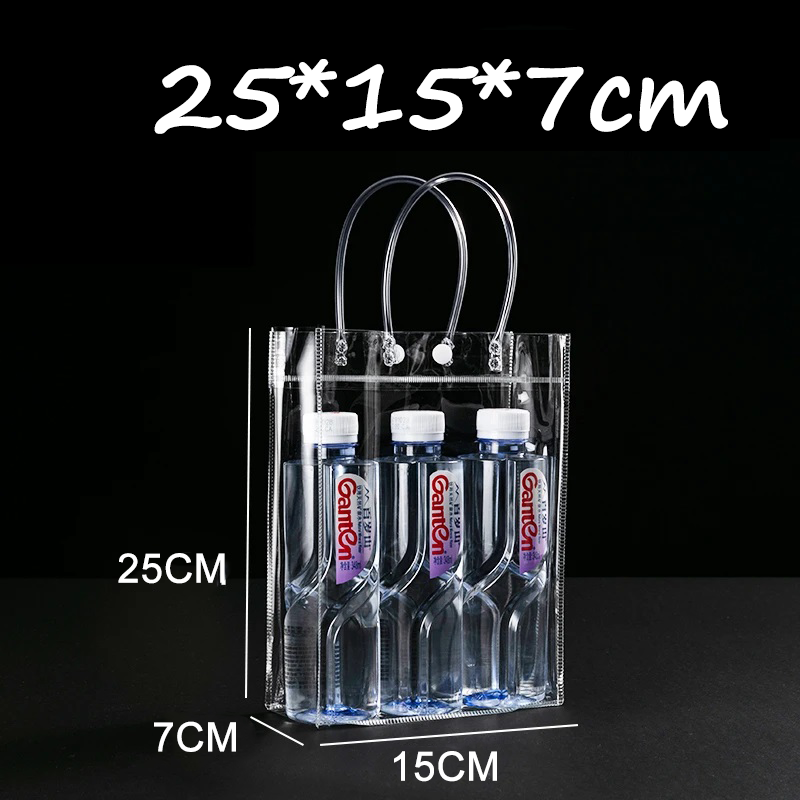 Klare plastikposer med håndtag, gennemsigtig pose, genanvendelig tote-taske, pvc-goodieposer til bryllupsfestartikler: M / Koral