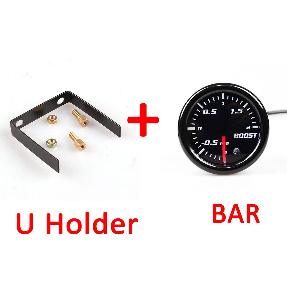 KET 2" 52mm Universal Car Auto Bar PSI Turbo Boost Gauge Meter With Sensor 7 Color LED Smoke Face auto gauge: BAR(U Holder)