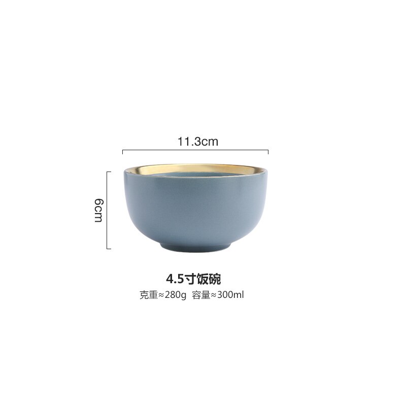 Europese Stijl Plaat Keramische Schotel Dinnerdinnerware Set Saus Rijst Kommen Soep Noedels Plaat Steak Westerse Voedsel Servies WF702214: 03