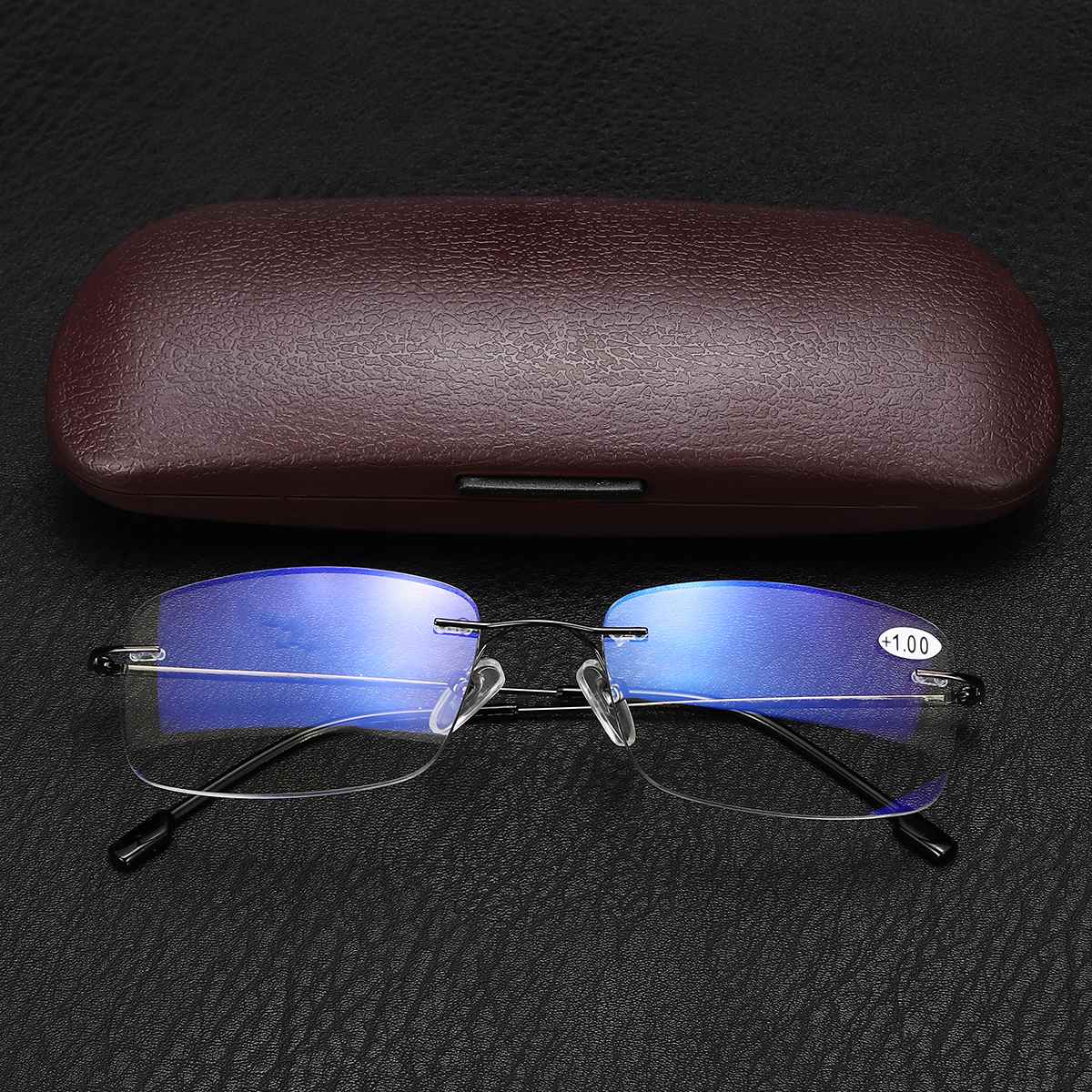 Progressive Multifocal Glasses Transition Reading Glasses Half Metal Rim Men Eyewear Hyperopia Presbyopia Reade with Box