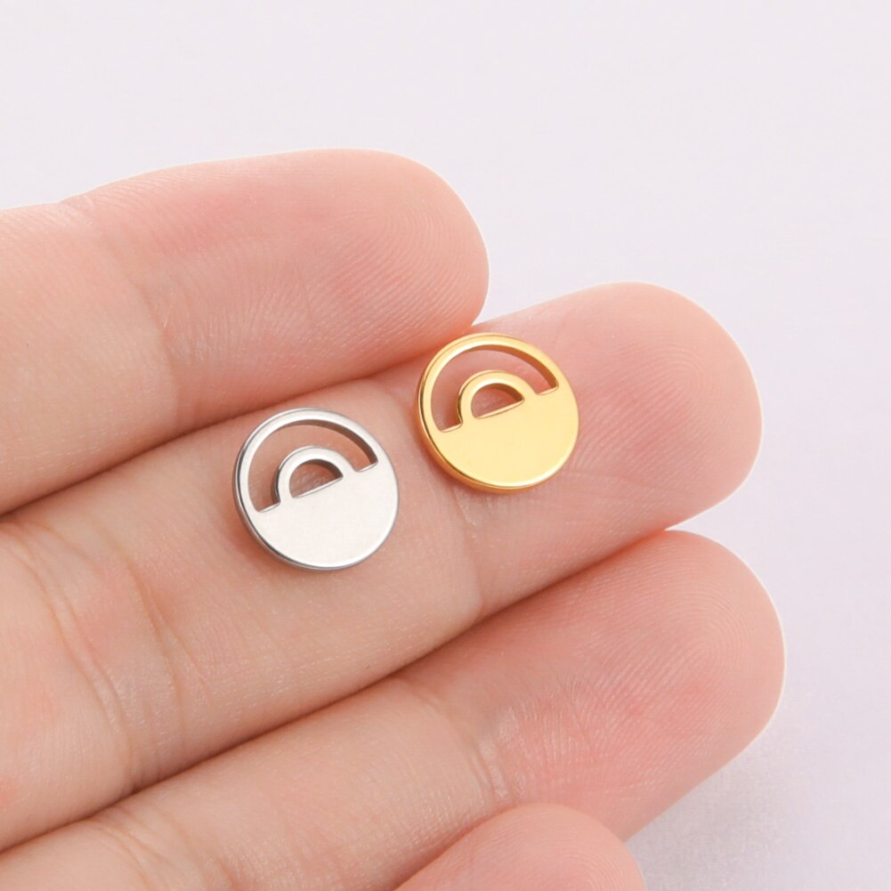 EUEAVAN-5 unids/lote de abalorios de acero inoxidable para la fabricación de joyas, colgante cuadrado triangular geométrico para pulseras, pendientes, accesorios: YELLOW / Chapado en zinc blanco y azul