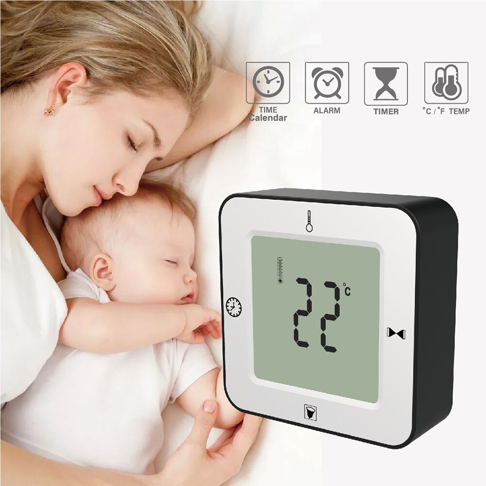 Electronic LCD Table Alarm Clock Cube digital with Calendar &amp; Thermometer&amp;Count down Timer bedside Battery Operated for home