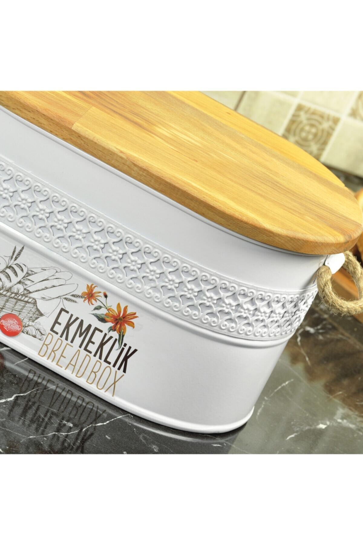 Wrought iron With Wooden Lid Cutting Tahtalı Breadstuff White