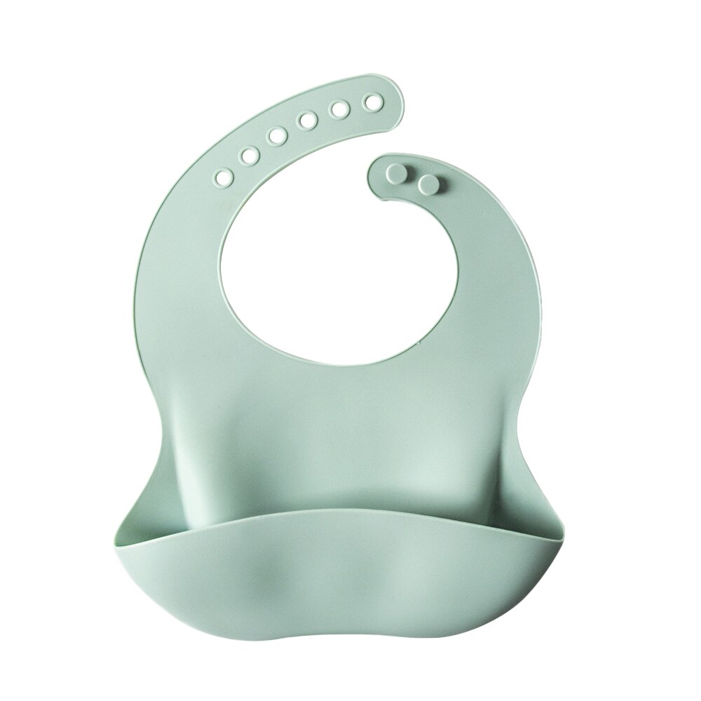 Babero de bebé de 4-6M, pañuelo para comer, Color sólido, hebilla ajustable, frontal suave, bolsillo, ropa para la cena: Verde