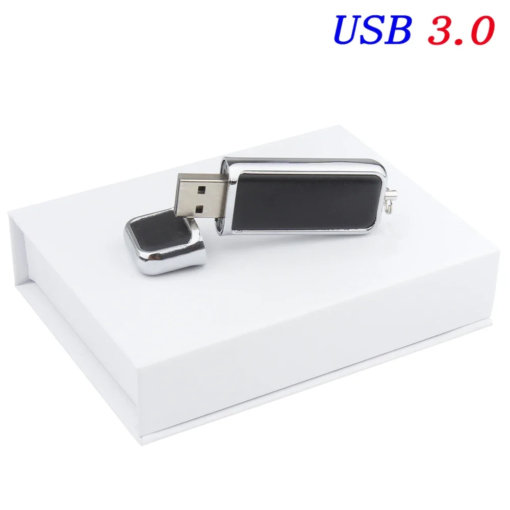 High Speed Leather USB 3.0 Flash Drive 128GB Free Custom Printed Logo Pen Drive Memory Flash Stick Birthday Box: green / 2GB