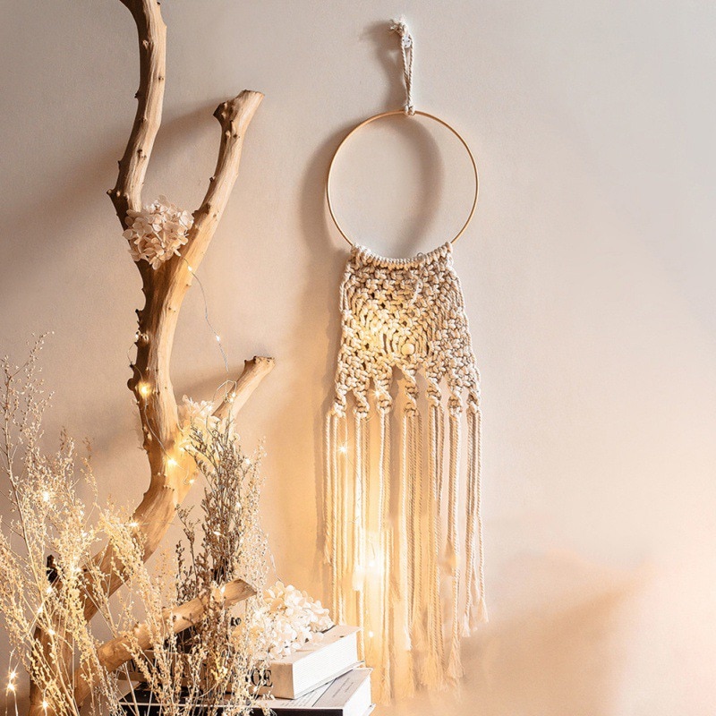 Macrame tejido tapiz colgante de pared Boho Chic bohemio habitación arte geométrico tapices Hermoso apartamento dormitorio decoración de la habitación