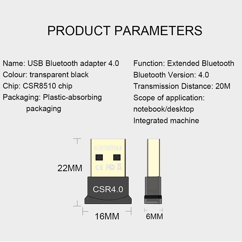 VAORLO USB Bluetooth Adapter USB Dongle For Computer PC Wireless Bluetooth Transmitter 4.0 Music Receiver Mini Bluetooth Adapter