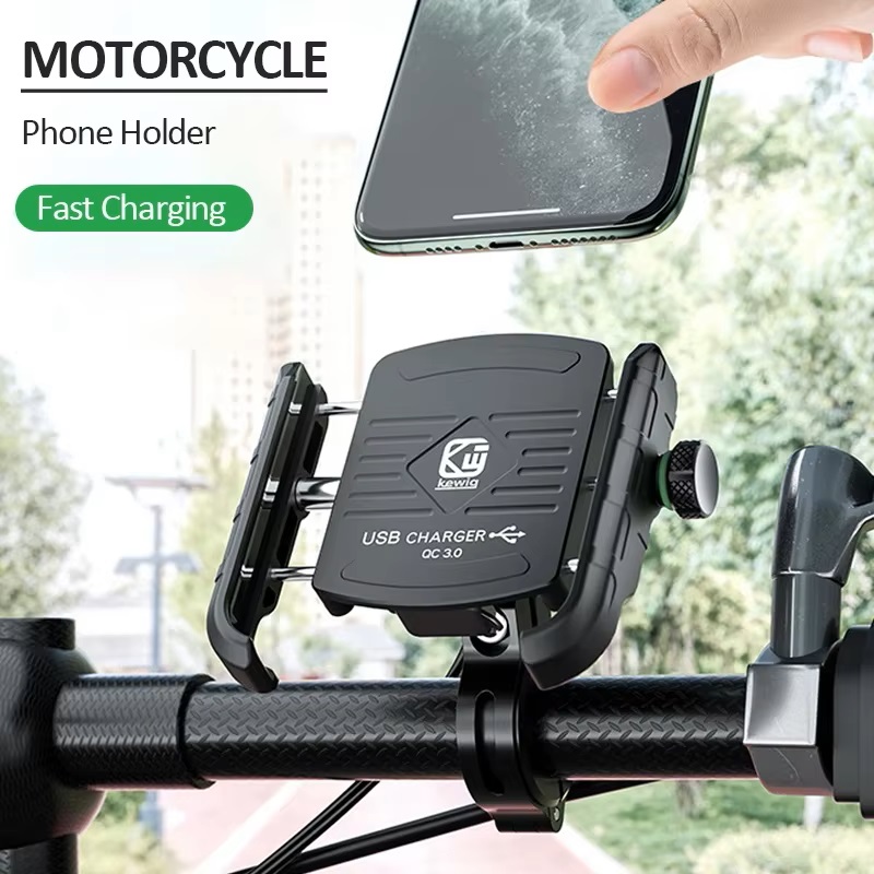 Motorrad-handyhalterung mit schnell-usb-ladegerät, kabelloser schnellladefunktion, motorrad-spiegelhalterung, lenkerhalterung