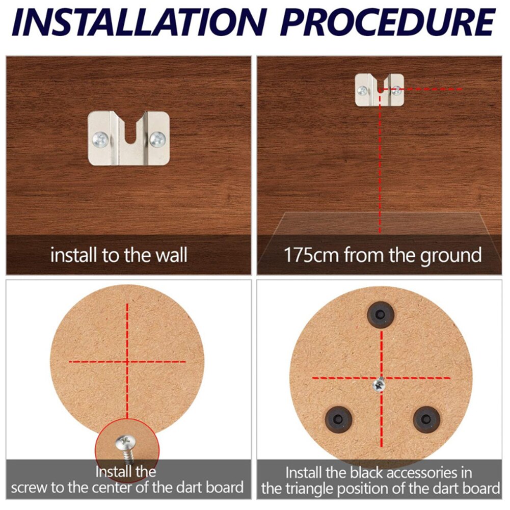 10PCS Dartboard Mounting Bracket Kit Wall Hanging Portable Dart Board Set with 3 Pads for Cabinet Wall