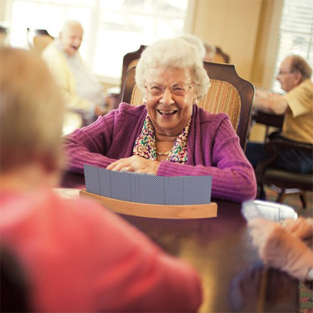 Curved Wooden Playing Card Holder 14 Inch Wooden Playing Card Holders Set of 2 Cuisine Shelf Gootsteen Organizer Protector