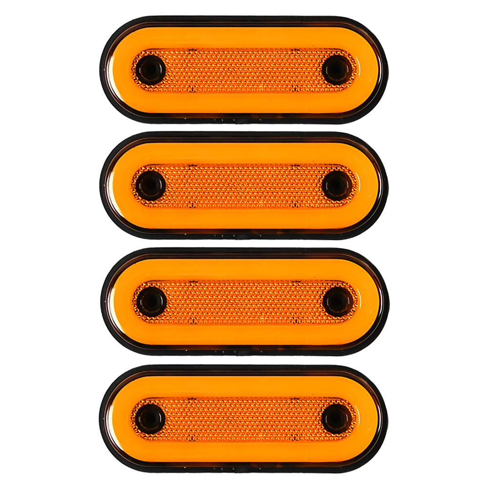 4 stk. markeringslys til tilhenger, 12v 24v led-sidemarkeringslys til lastebil, bobil, buss, campingbil, sidelys rødt, hvitt, gult: Gul