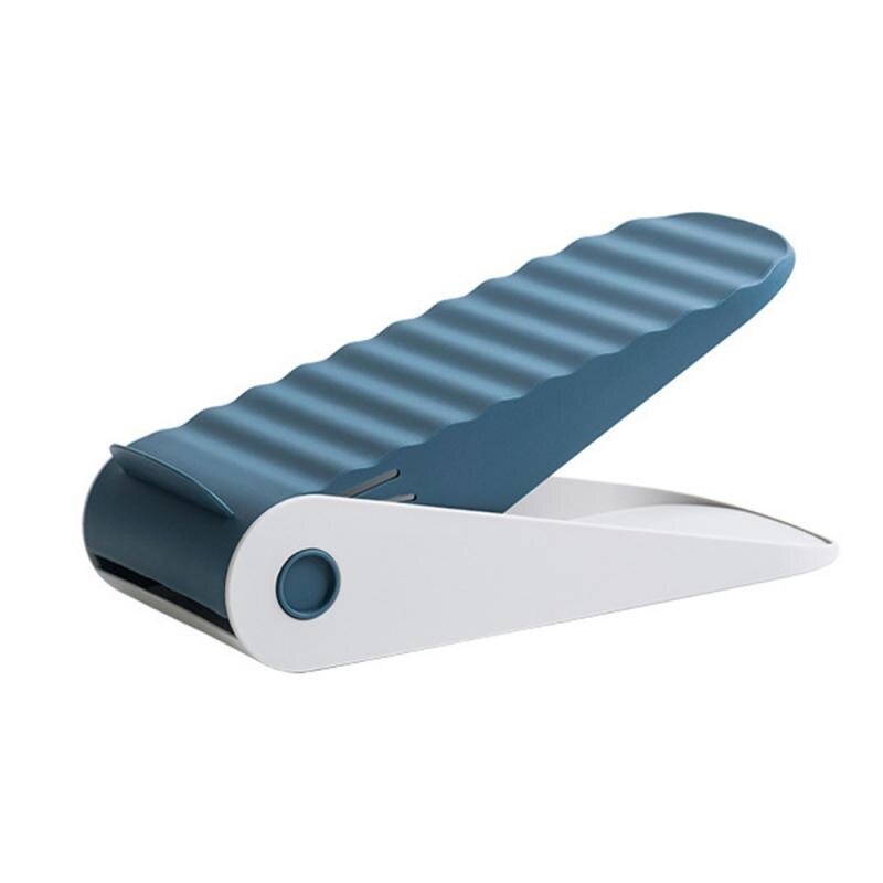 Verstelbare Schoenenrek Plastic Schoenenrek Dubbele Schoenenrek Schoen Afwerking Schoen Opbergrek Schoen Organisator Schoenenrek: blue