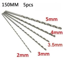 5Pcs Extra Long HSS High Speed Steel Drill Bit Set 2mm/3mm,3.5mm,4mm,5mm Bits For Wood, Aluminum, Plastic