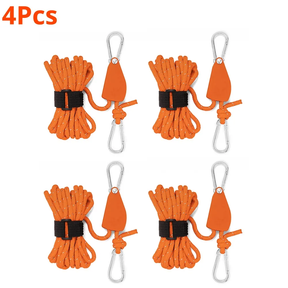 1-10 pz 4M 4MM tendicinghia da campeggio tendicinghia a cricchetto tenda da campeggio tenda da suola regolabile corda del vento gancio puleggia attrezzi da campeggio: Di Colore Giallo chiaro