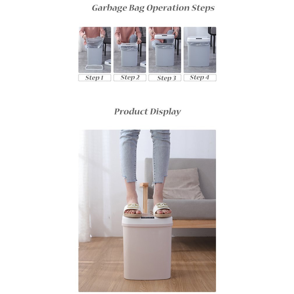 Automatic Touchless Smart Infrared Motion Sensor Rubbish Waste Bin Kitchen Trash Can Home garbage bins