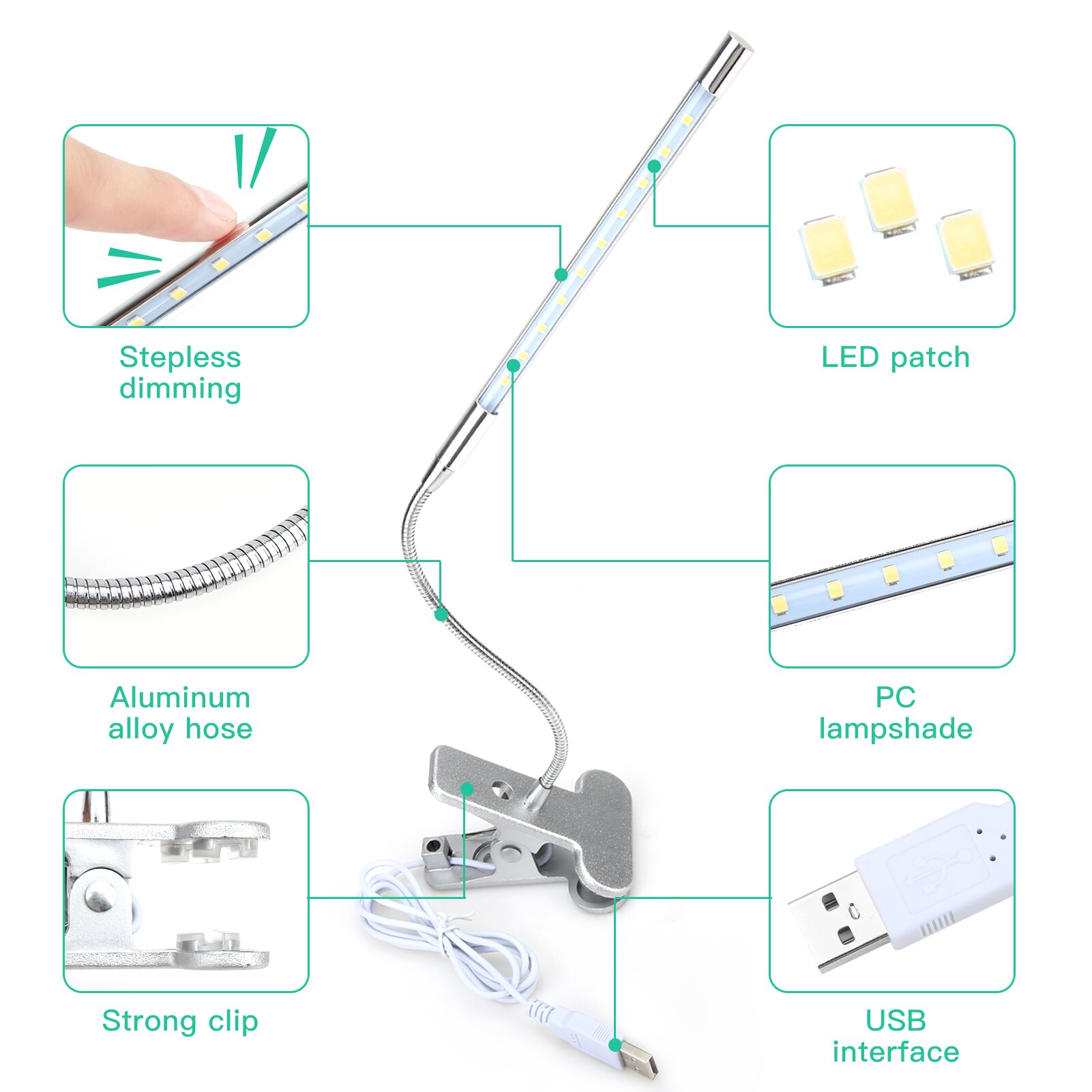 Portable USB LED Mini Book Light Reading Light Table Lamp Flexible 10leds USB Lamp for Power Bank Laptop Notebook PC Computer