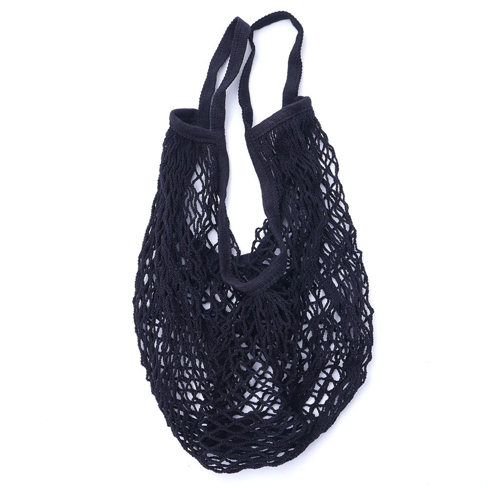 1PC grand filet chaîne sac à provisions réutilisable épicerie coton sac Protection de l'environnement main Totes pliable: black