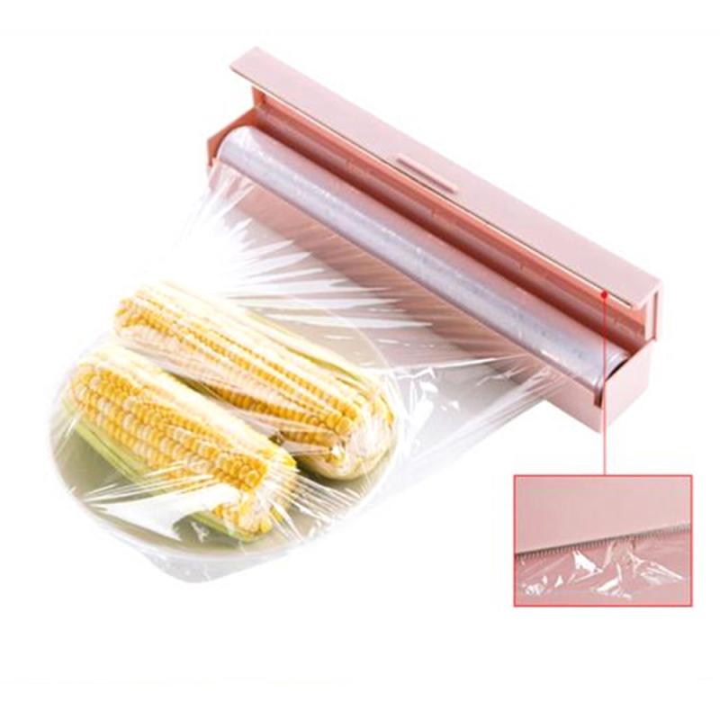 Cling Film Storage Box With Cling Film Cutter Plastic Wrap Dispenser Storage Holder Simple Style Kitchen Tool
