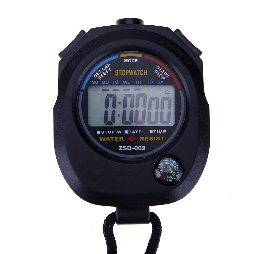 LCD Digital Stopwatch Sport Timer Stop Watch with String Multifunction Sport Timer Handheld Waterproof Chronograph Stop Watch