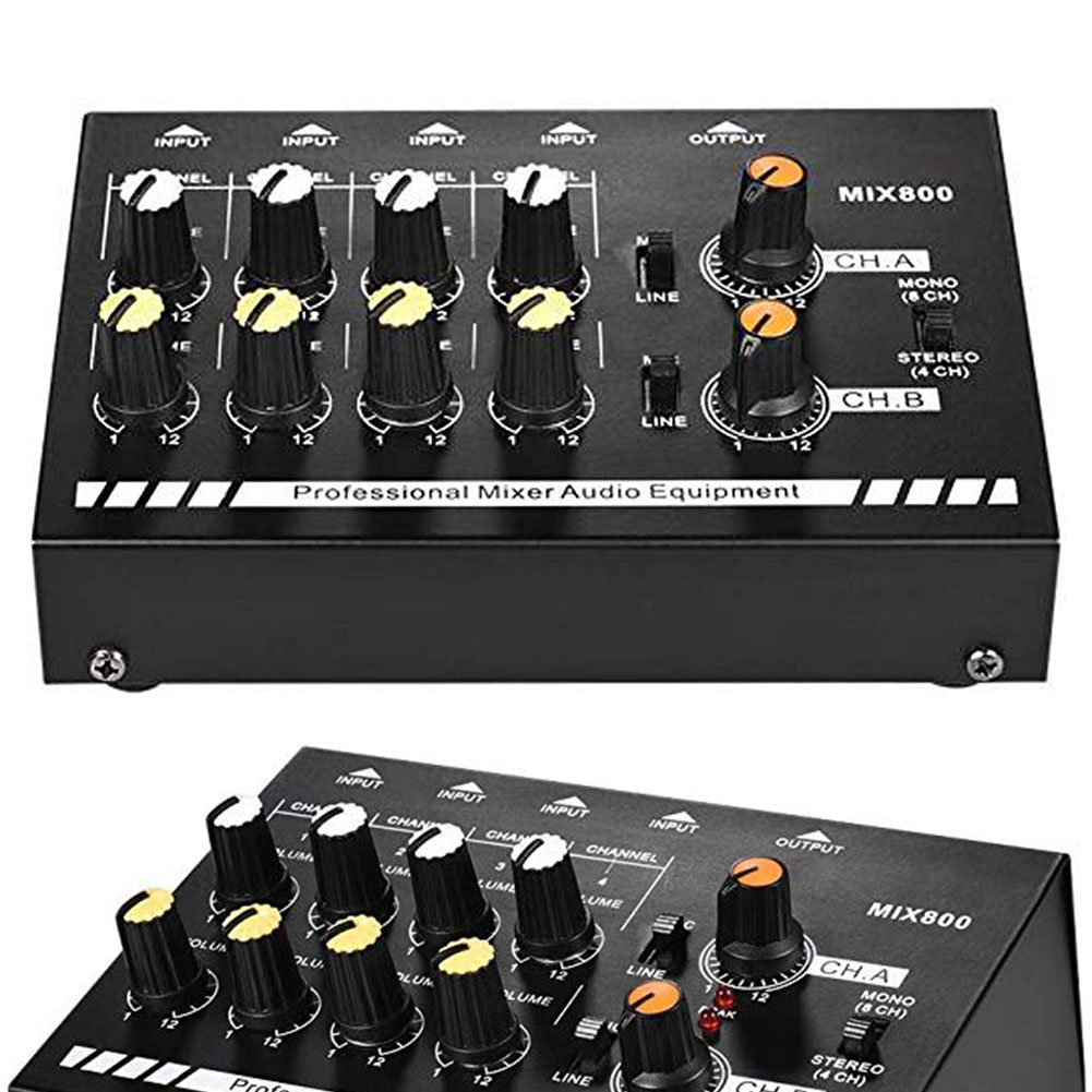 4-Channel Stereo 8-Channel Mono Sound Mixer Audio Mixer With Eu Power Adapter Music Accessories