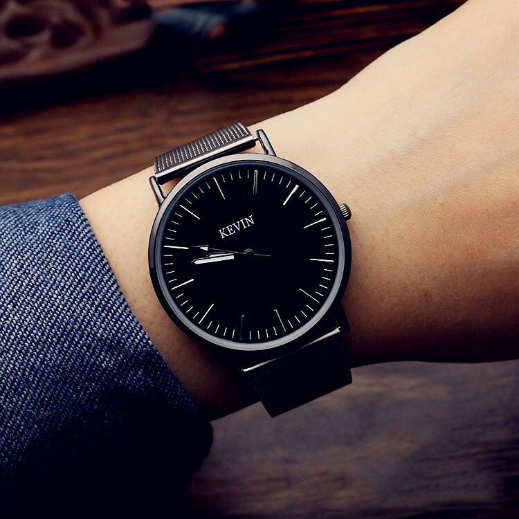 Par de relojes de acero inoxidable con correa de malla para hombre y mujer, relojes sencillos para estudiantes y escuela, reloj minimalista