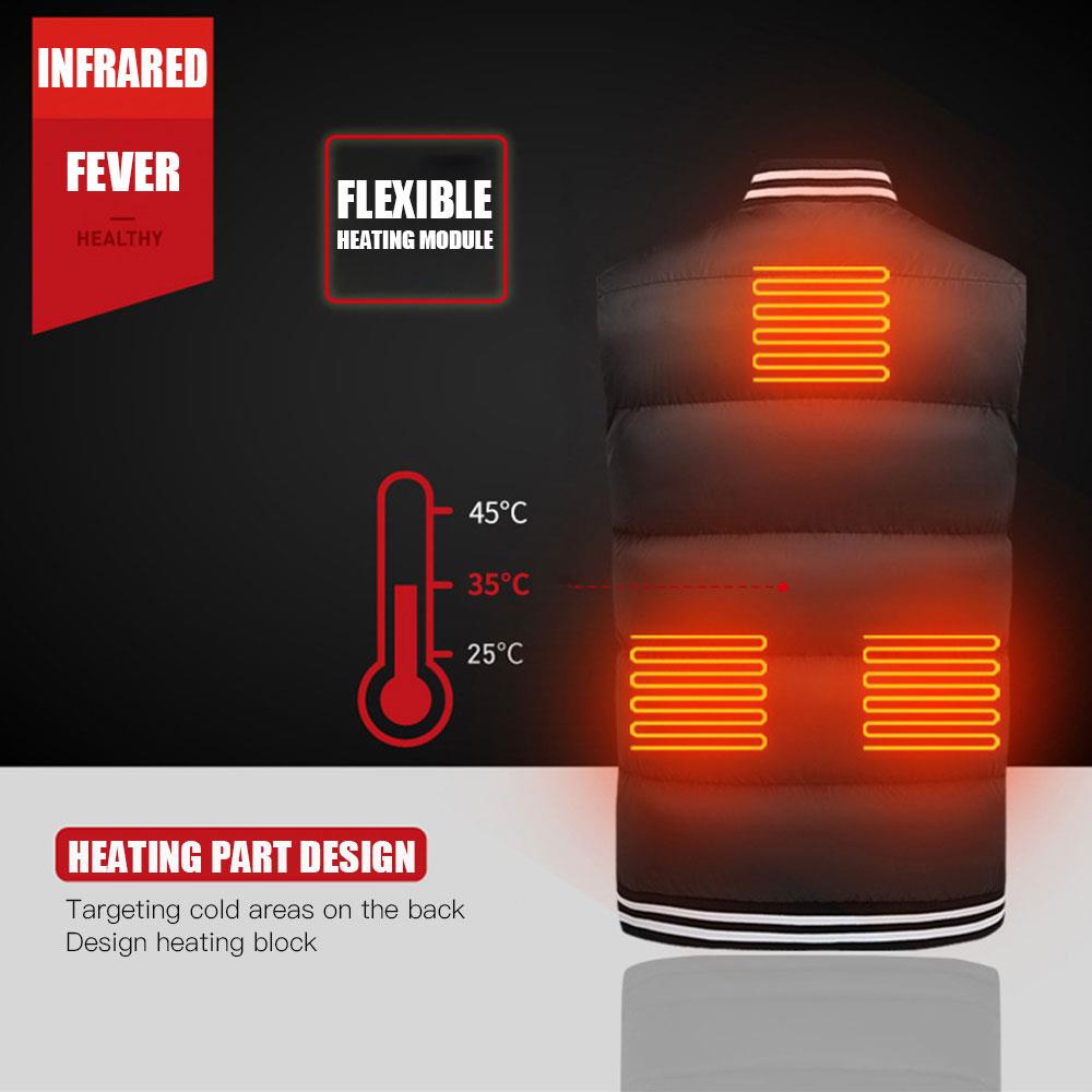 Black USB Thermal Electric Vest Heated Body Warmer Clothing Physiotherapy Jacket Heated Warm Winter Heated Pad