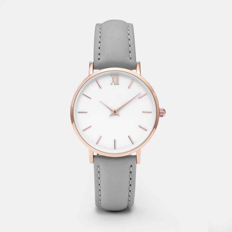 Zegarek Damski-relojes sencillos de cuero para mujer, pulsera de cuarzo informal, a la: gray           13