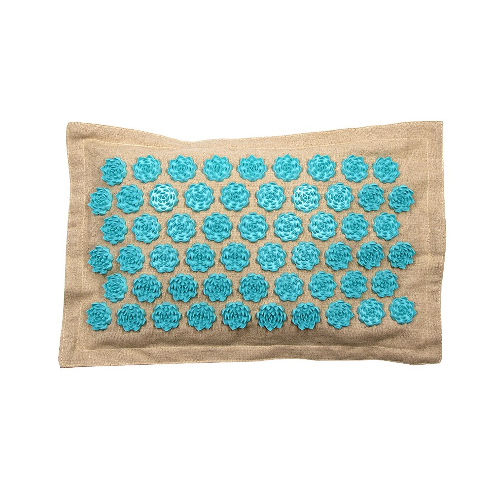 Lotus Acupressure Mat Set Back Body Massage Mat with Pillow Coconut Fiber Pain Relief Shiatsu Massage Cushion Yoga Mat Spike: Blue Pillow