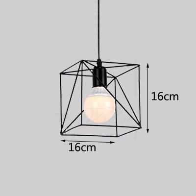 Retro industriel geometrisk sort led jern pendellamper indendørs belysning korridor restaurant soveværelse sengekasse hængelampe: J