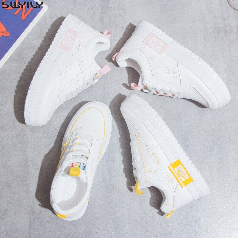 Valkoiset tennarit naisten vapaa-ajan kengät matala kevät nainen kengät alusta naisten tennarit naisille