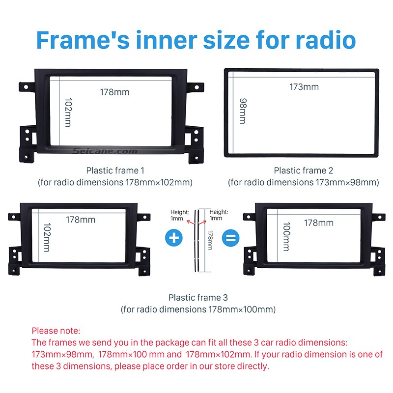 Seicane 2Din Radio de coche Fascia para 2005, 2006, 2007, Suzuki Grand Vitara DVD Panel Dash Kit de instalación de ajuste de bisel