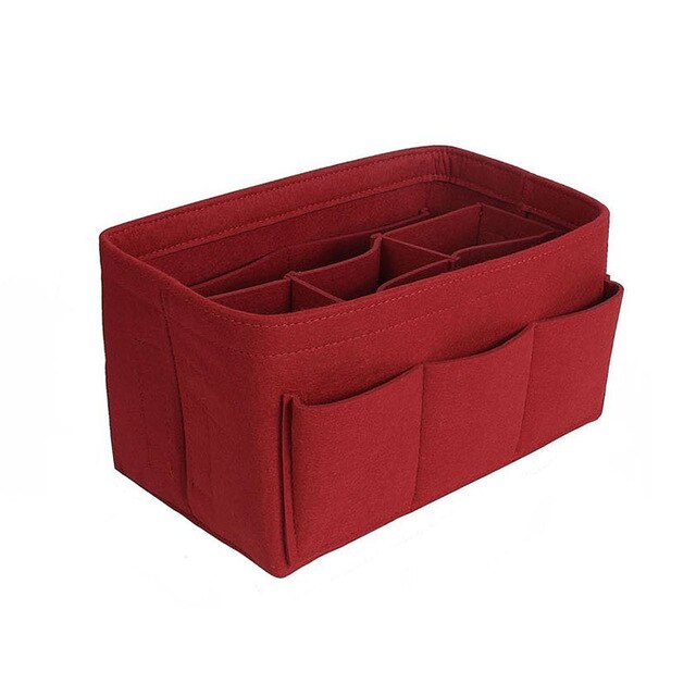 Kvinder taske kosmetiske tasker og make -up organisator filt indsæt taske til håndtaske filt klud indvendig taske passer til forskellige mærketasker: 1 / 34 x 17 x 18cm