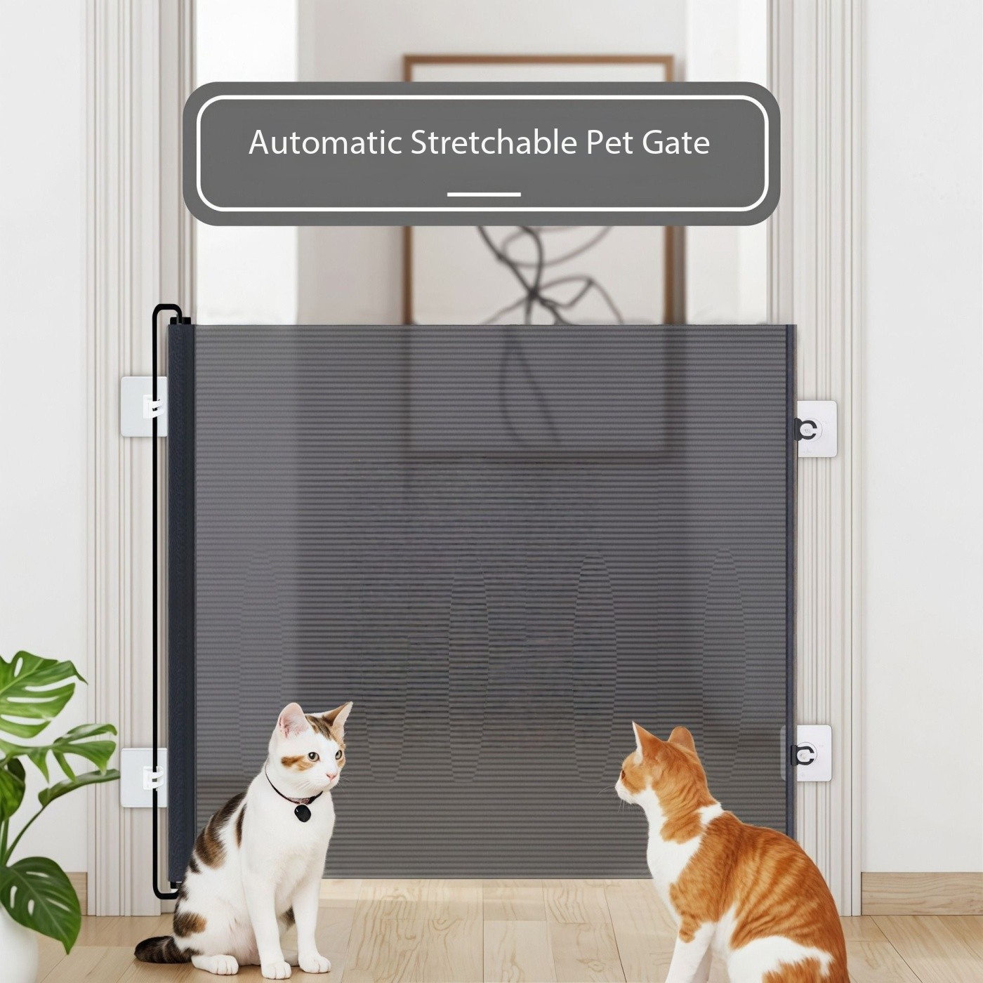 Recinzione retrattile automatica per animali domestici anti-fuga per gatti, cancello barriera anti-salto, ingresso/uscita porta per gatti, pannello di blocco gatti