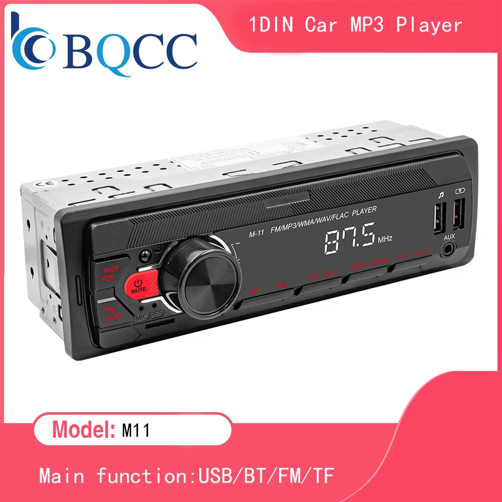 Bqcc bilradio stereospiller digital bluetooth bil  mp3- spiller fm-radio stereo lyd musikk usb/sd med innebygd aux-inngang