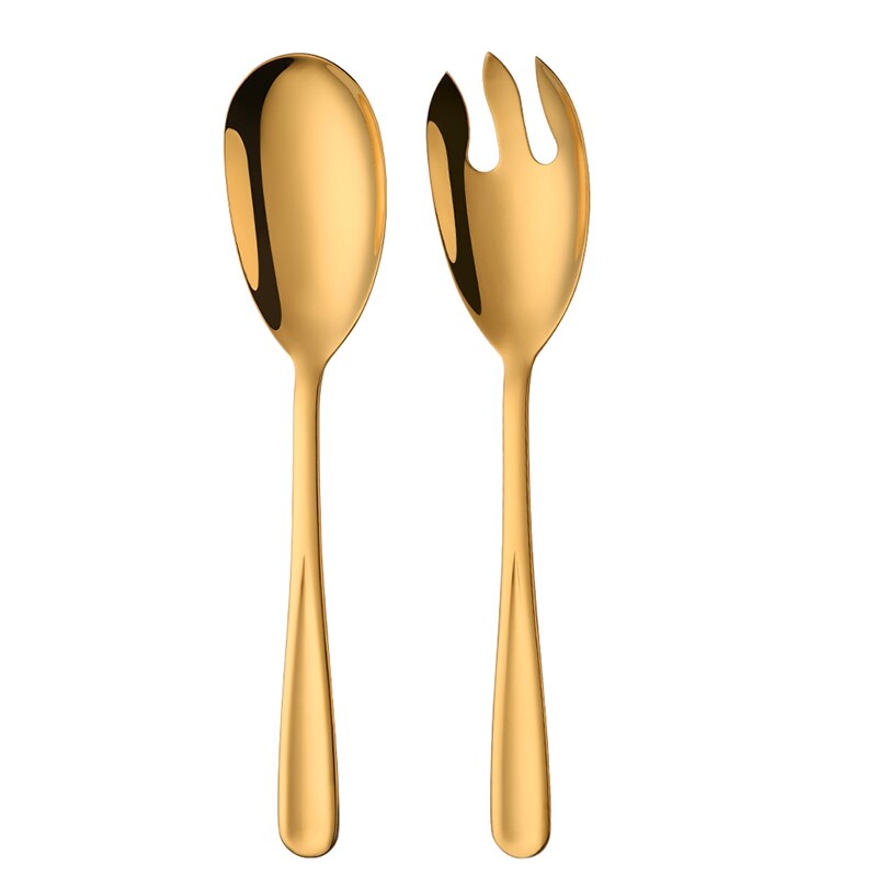 Juego de cucharas para servir ensalada, utensilios de Metal para ensalada: gold set