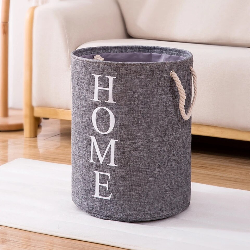 Extra Large Linen Laundry Basket Collapsible Fabric Laundry Hamper with Ring Handle Portable Washing Bin Folding Clothes Bag