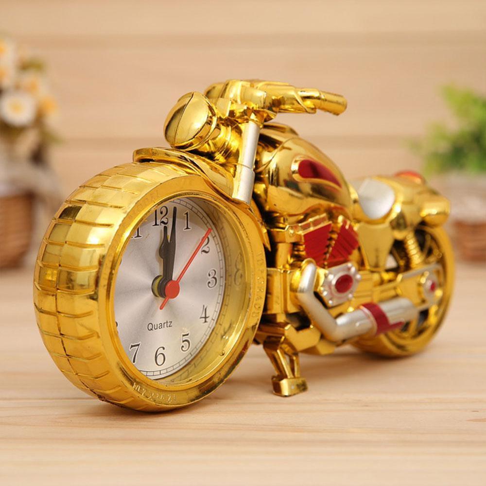 Motorcycle Motorbike Pattern Alarm Clock Desk Clock Home Birthday Cool Clock (Wheel Type was Randomly)