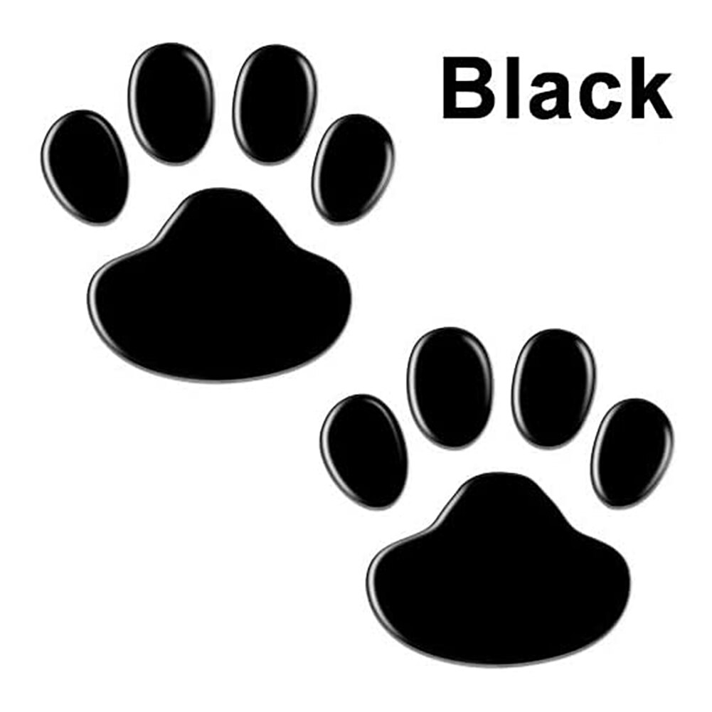 2Pcs/Set Footprint PVC Sticker Paw Car Sticker Cat Dog Footprint Decals Bumper Windshield Door Mirror Refrigerator Wall: Black